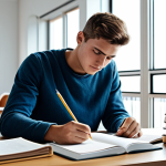 **

"A student studying development books at a desk, surrounded by papers, wearing casual clothes, in a well-lit room, safe for work, appropriate content, fully clothed, professional study environment, perfect anatomy, natural proportions, high quality render, focused expression."

**