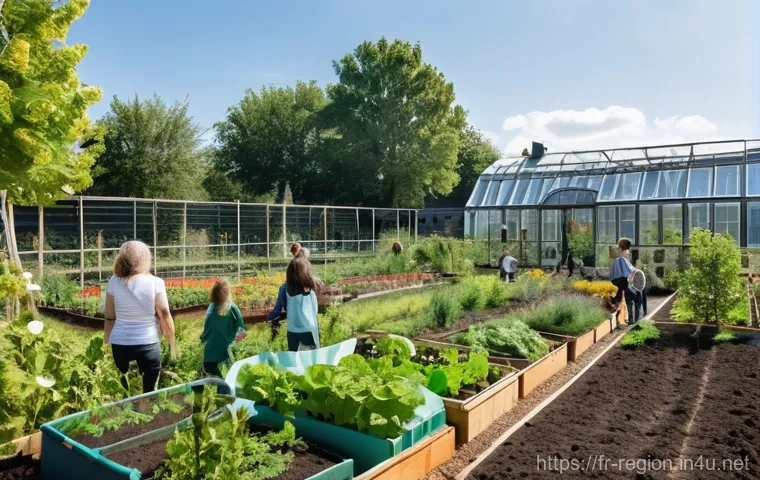 지역개발에서의 지역 커뮤니티 협력 - **Shared Garden Transformation in Loire Valley:** A vibrant, sunny scene showcasing a multi-generati...