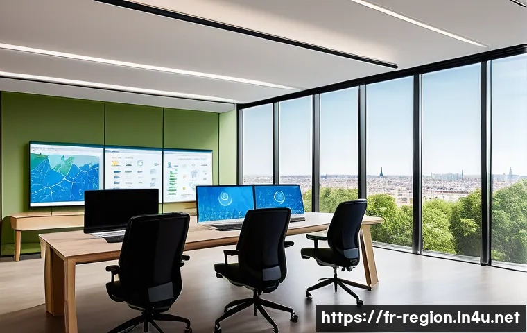 지역개발 주요 채용 공고 분석 - A modern regional development office setting in France, showcasing a diverse team of professionals c...