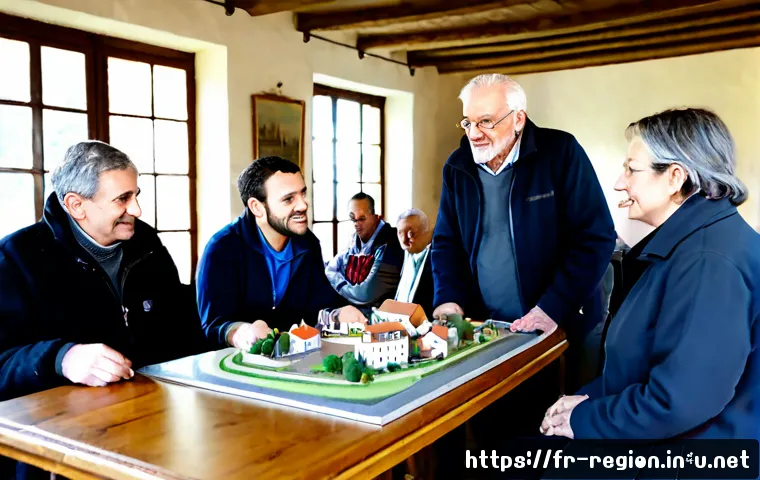지역개발에서의 문화적 요인 고려 - Photorealistic regional development planning meeting in a bright French town hall, diverse local res...
